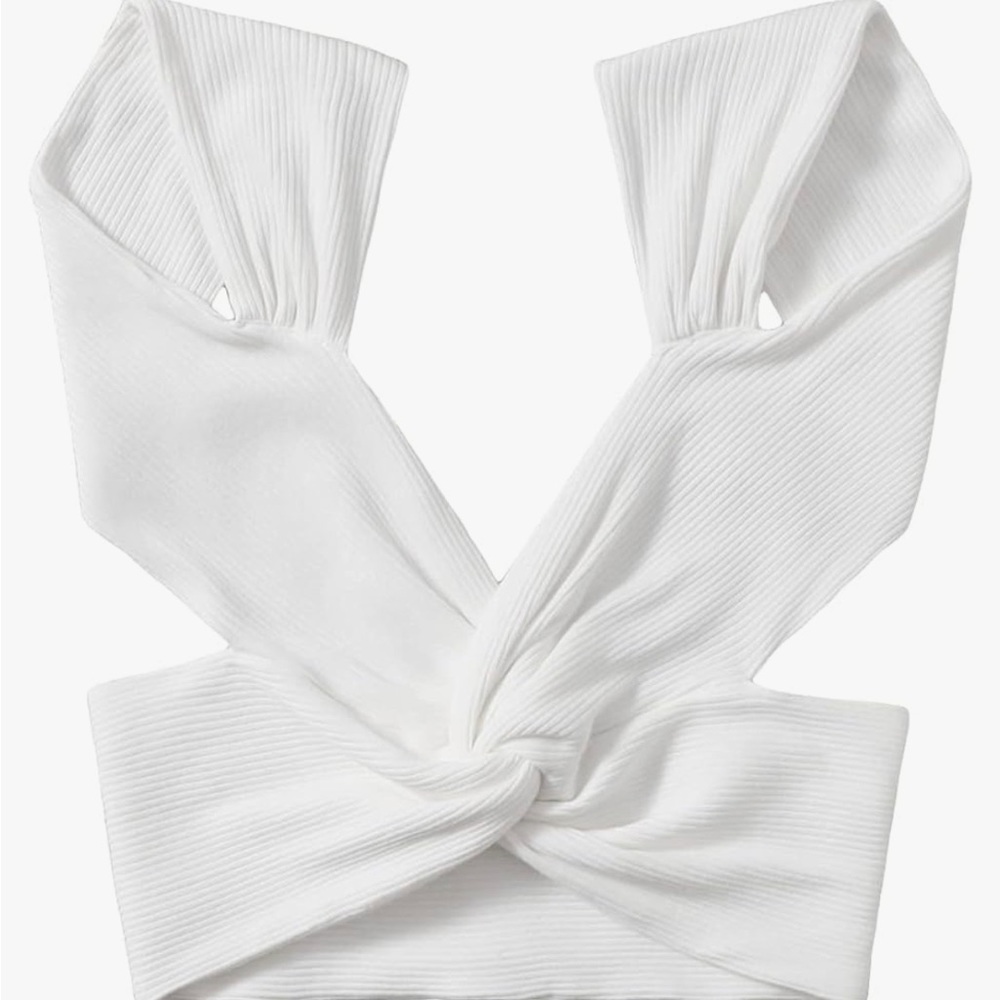 White Cut Out Top